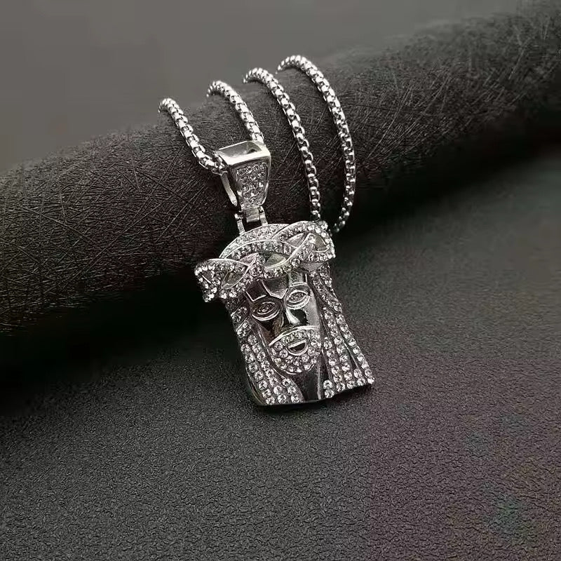 Stainless Steel Iced Out Jesus piece