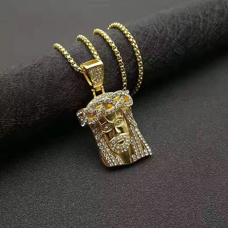 Stainless Steel Iced Out Jesus piece