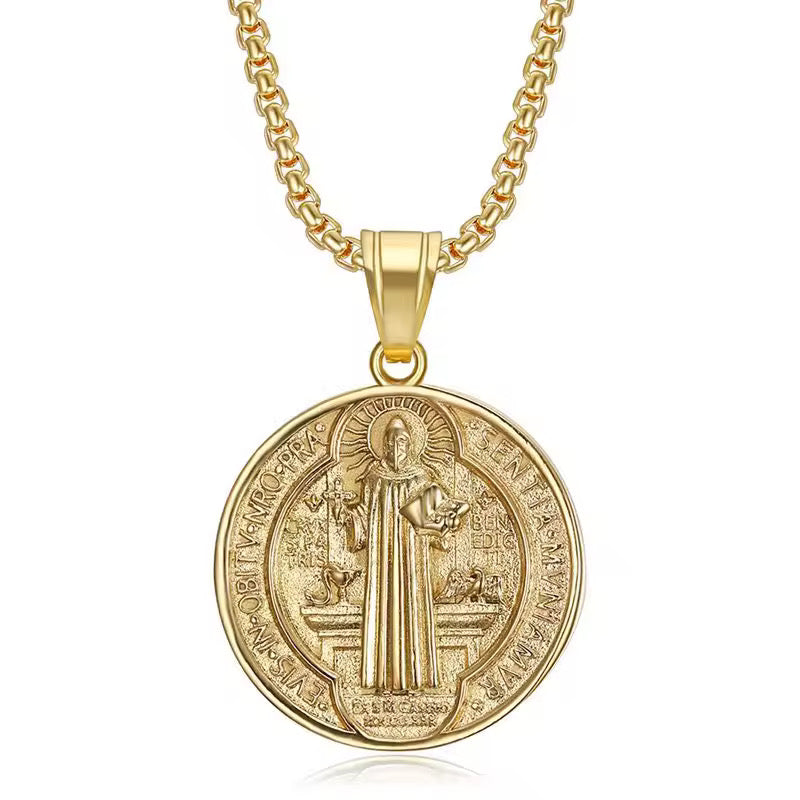 Stainless Steel Saint Benedict religious Necklace