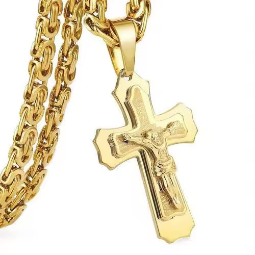 Stainless Steel Cross with Rope Chain - Simple Design for Holistic Prayer and Meditation