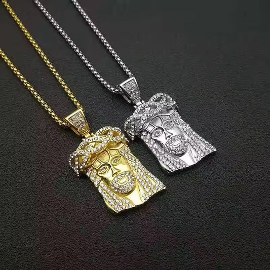 Stainless Steel Iced Out Jesus piece