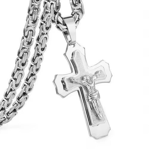 Stainless Steel Cross with Jesus Necklace - Simple Design for Holistic Prayer and Meditation