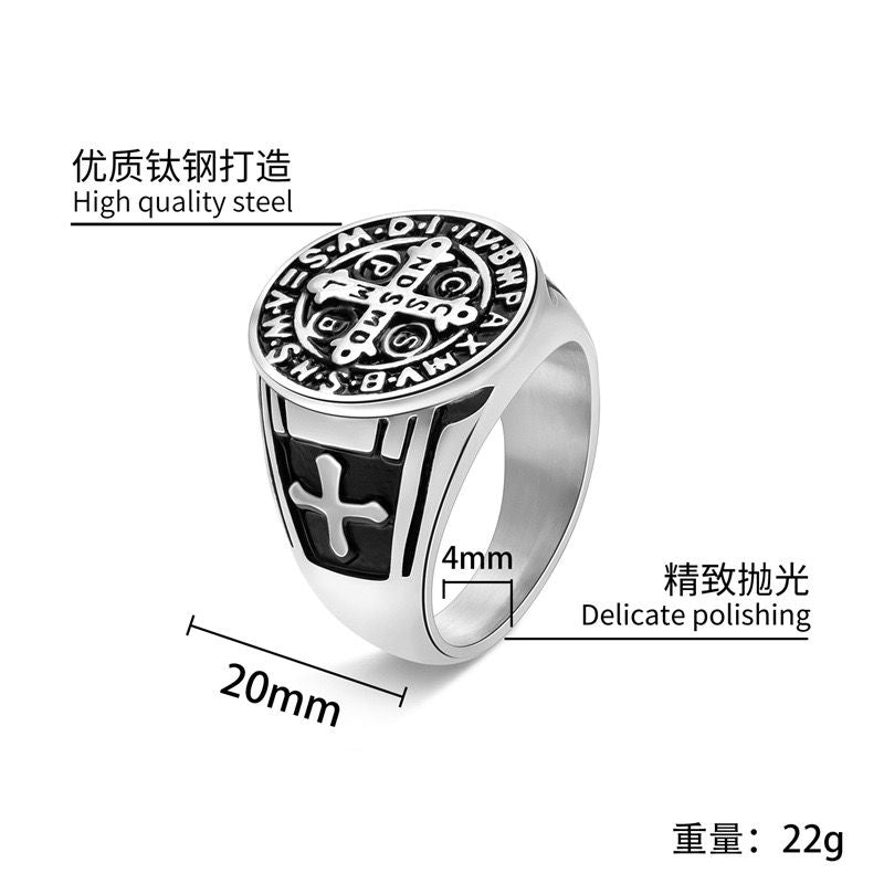 Stainless Steel Saint Benedict Ring